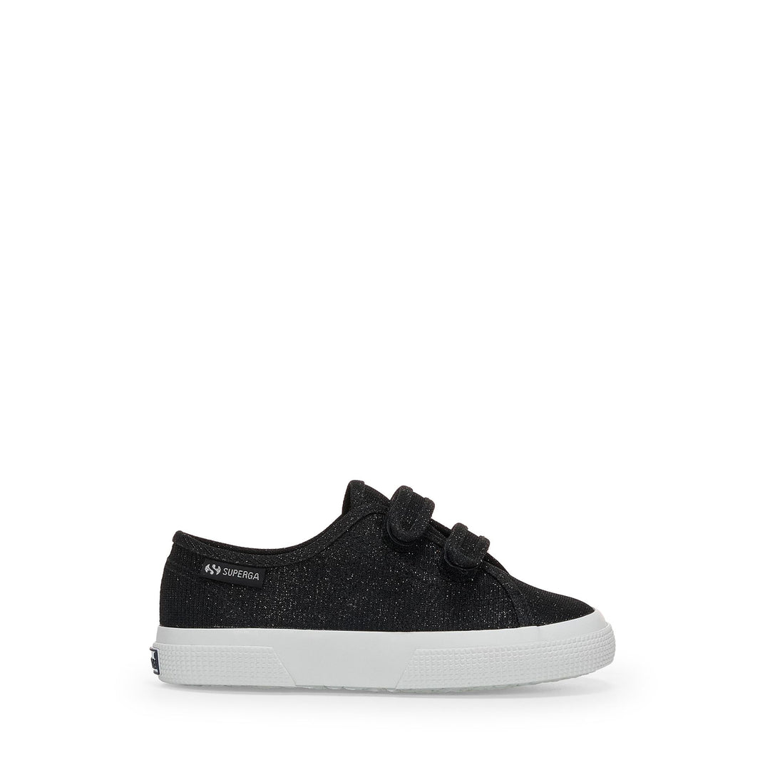 Sneakers basse nere da bambina con tomaia in jersey lamé 01
