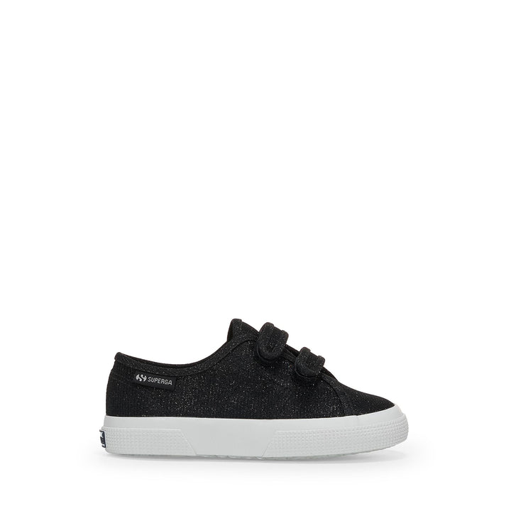 Girl's Low Cut Black Sneakers with Jersey Lamé Upper 1