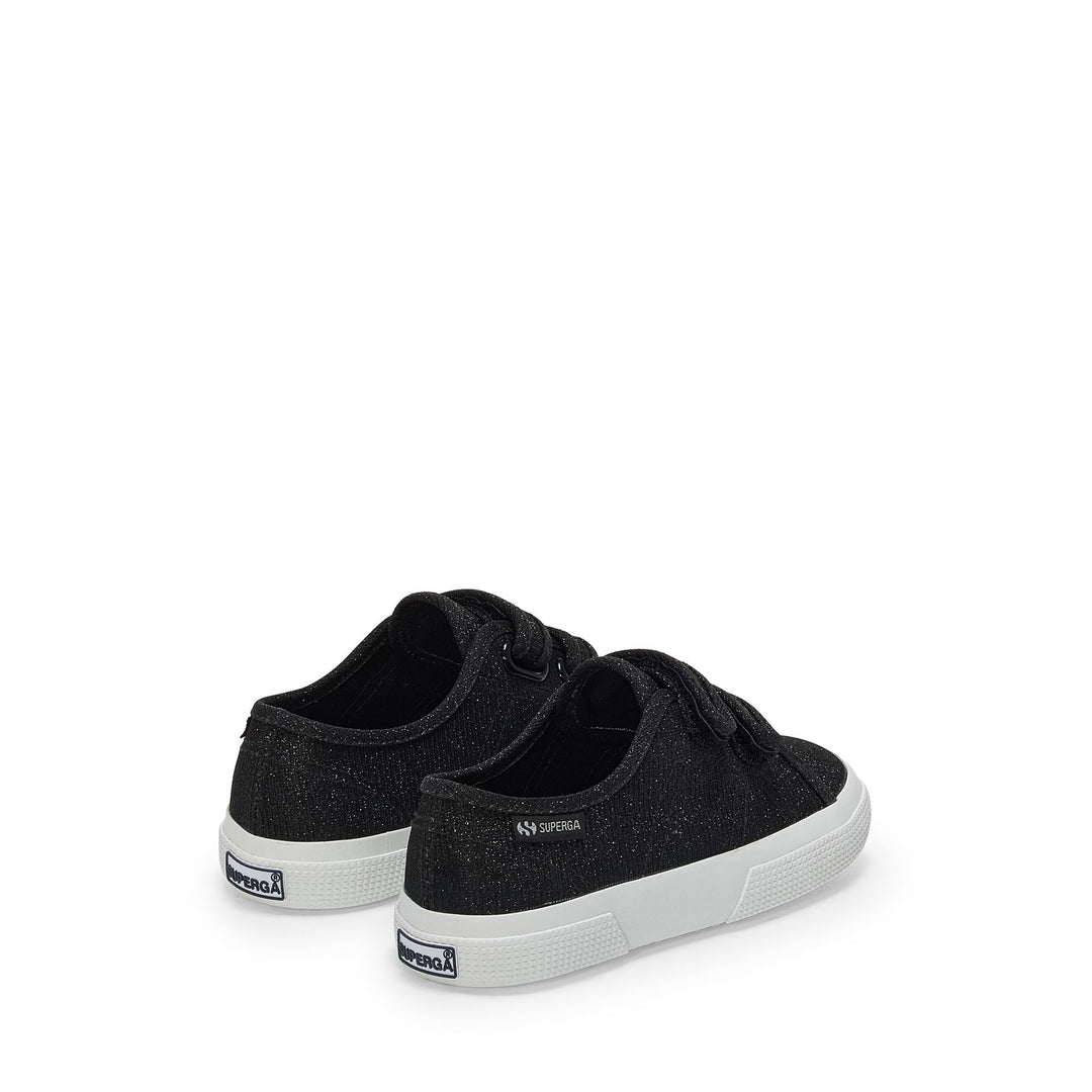 Girl's Low Cut Black Sneakers with Jersey Lamé Upper main
