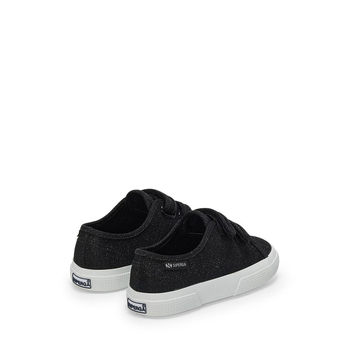 Girl's Low Cut Black Sneakers with Jersey Lamé Upper 3