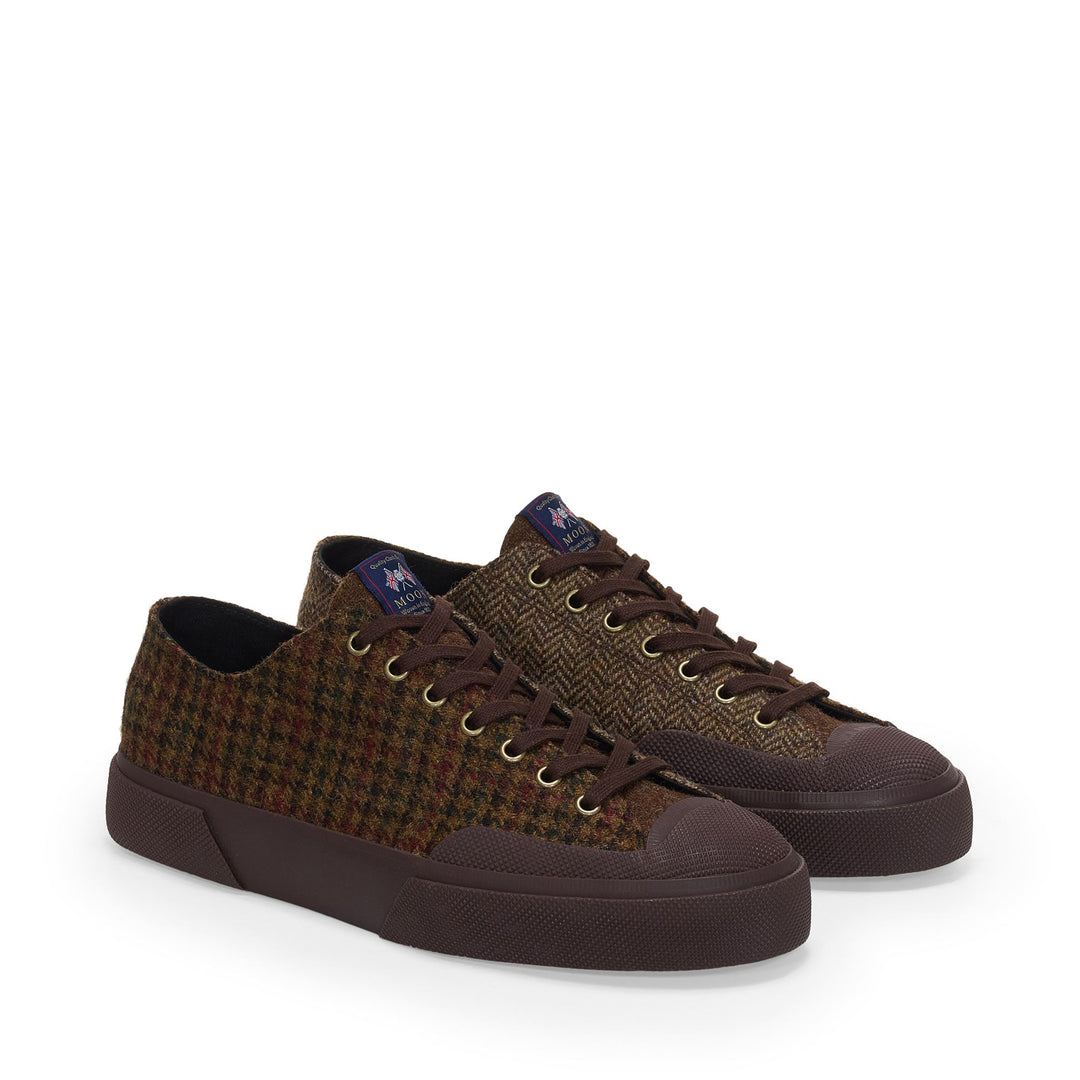 2432 WORKS WOOL PATCHWORK - Baskets - Décolleté - Unisexe - Brown Toffee-Brown Mogano main