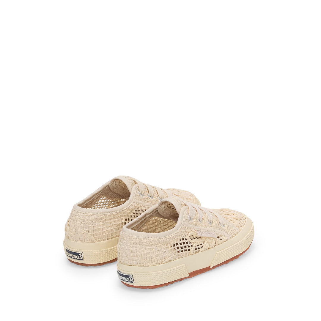 Sneakers basse beige da bambina con tomaia in cotone main