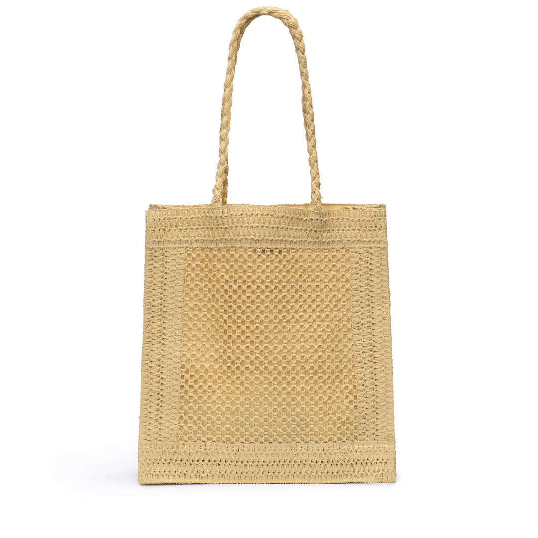 TOTE BAG SQUARE RAFFIA - Bags - TOTE BAG - Woman - BEIGE ECRU main