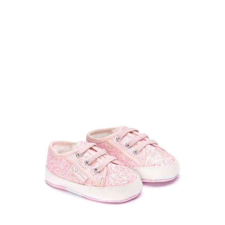 Sneakers Girl 4006 BABY GLITTER Low Cut PINK Dressed Front (jpg Rgb)	
