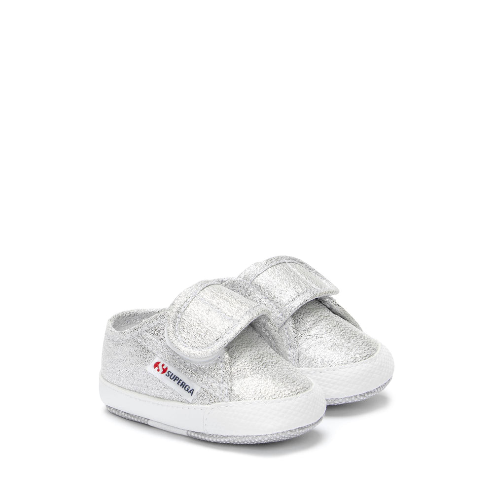 Sneakers basse da bambina grigie con tomaia in cotone 02