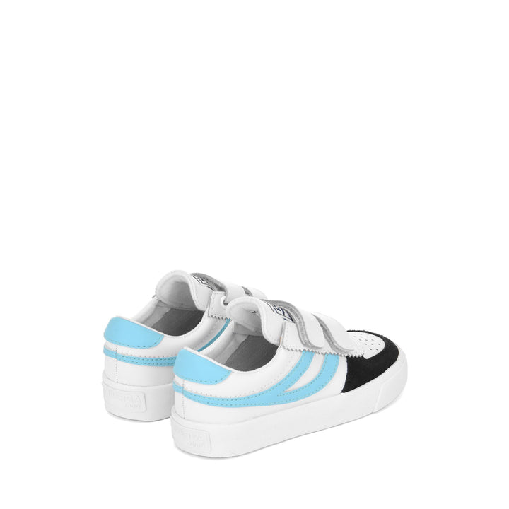 Sneakers Kid unisex 2846 KIDS SEATTLE STRAPS SYNTHETIC MATERIAL Low Cut WHITE-BLUE FISH-NAVY Dressed Side (jpg Rgb)		