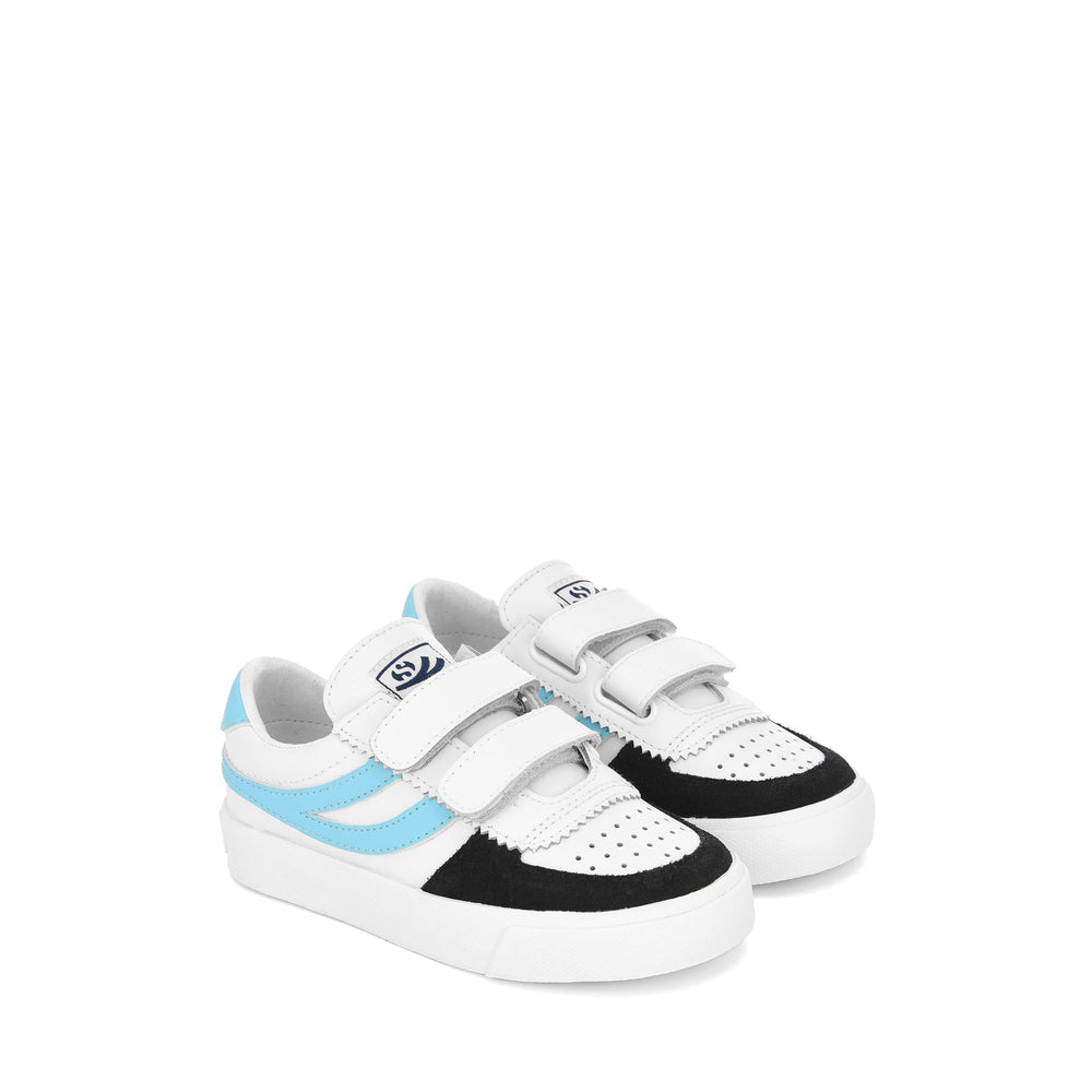 Sneakers Kid unisex 2846 KIDS SEATTLE STRAPS SYNTHETIC MATERIAL Low Cut WHITE-BLUE FISH-NAVY Dressed Front (jpg Rgb)	
