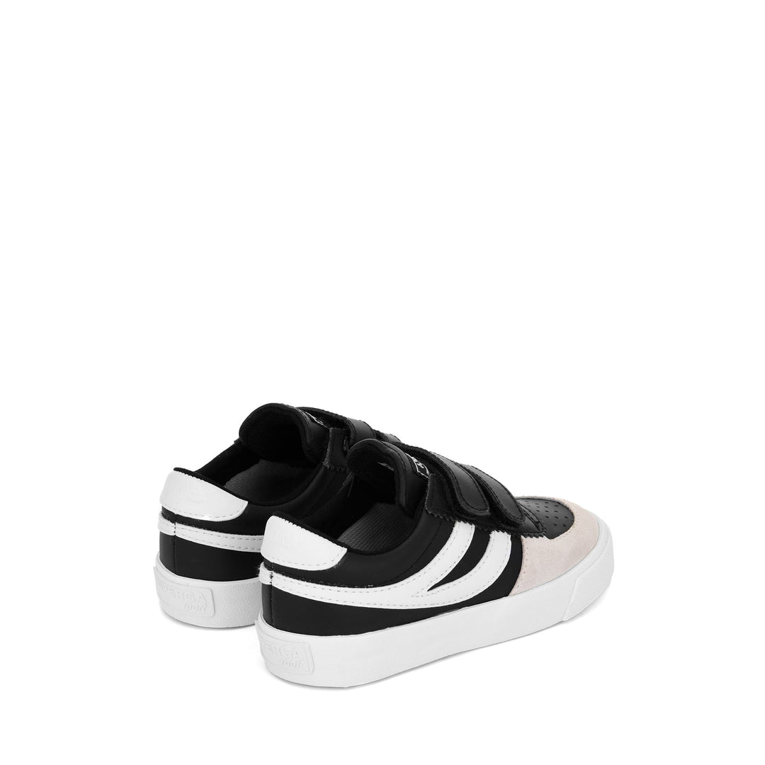 Sneakers Kid unisex 2846 KIDS SEATTLE STRAPS SYNTHETIC MATERIAL Low Cut BLACK-WHITE Dressed Side (jpg Rgb)		