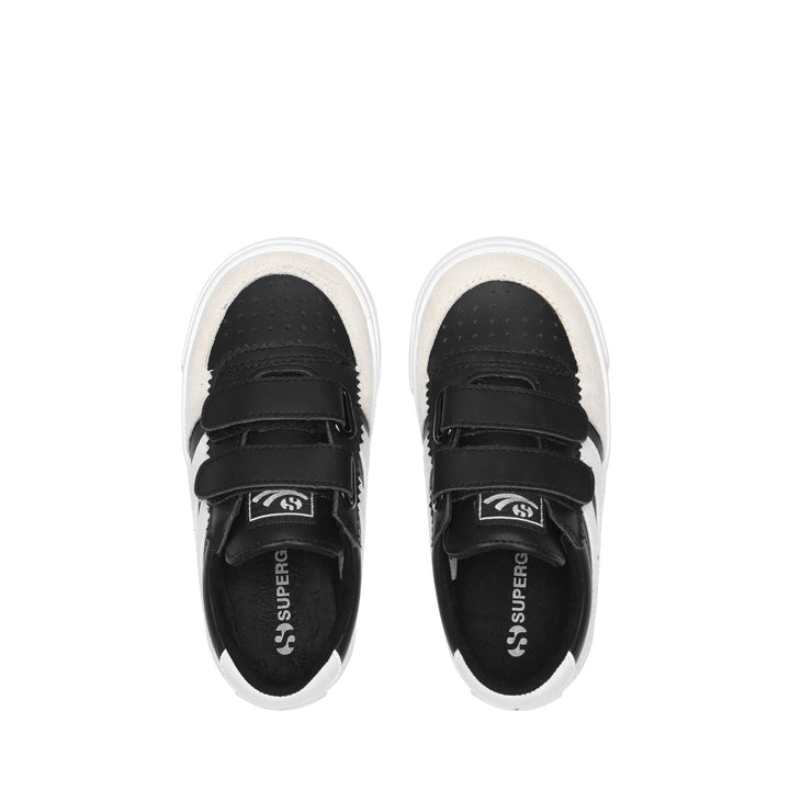 Sneakers Kid unisex 2846 KIDS SEATTLE STRAPS SYNTHETIC MATERIAL Low Cut BLACK-WHITE Dressed Back (jpg Rgb)		