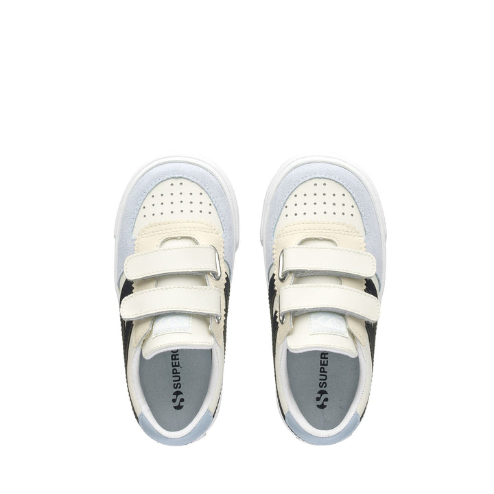 Sneakers Kid unisex 2846 KIDS SEATTLE STRAPS SYNTHETIC MATERIAL Low Cut WHITE AVORIO-BEIGELTSAND-BLUELT-NAVY Dressed Back (jpg Rgb)		