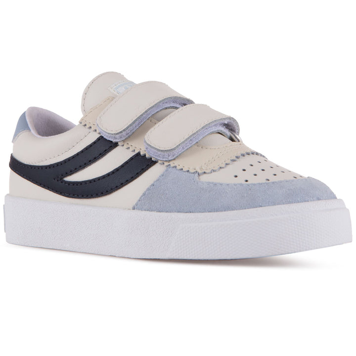 Sneakers Kid unisex 2846 KIDS SEATTLE STRAPS SYNTHETIC MATERIAL Low Cut WHITE AVORIO-BEIGELTSAND-BLUELT-NAVY Detail Double				