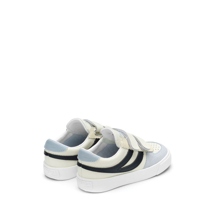 Sneakers Kid unisex 2846 KIDS SEATTLE STRAPS SYNTHETIC MATERIAL Low Cut WHITE AVORIO-BEIGELTSAND-BLUELT-NAVY Dressed Side (jpg Rgb)		