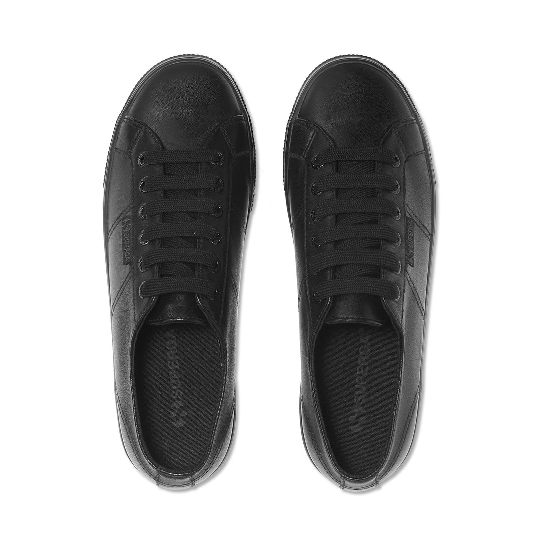 Sneakers con zeppa nere con tomaia in nappa main