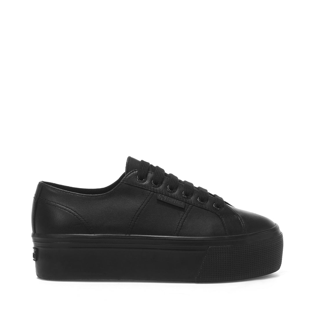 Zapatillas de cuña negras con parte superior de napa 01