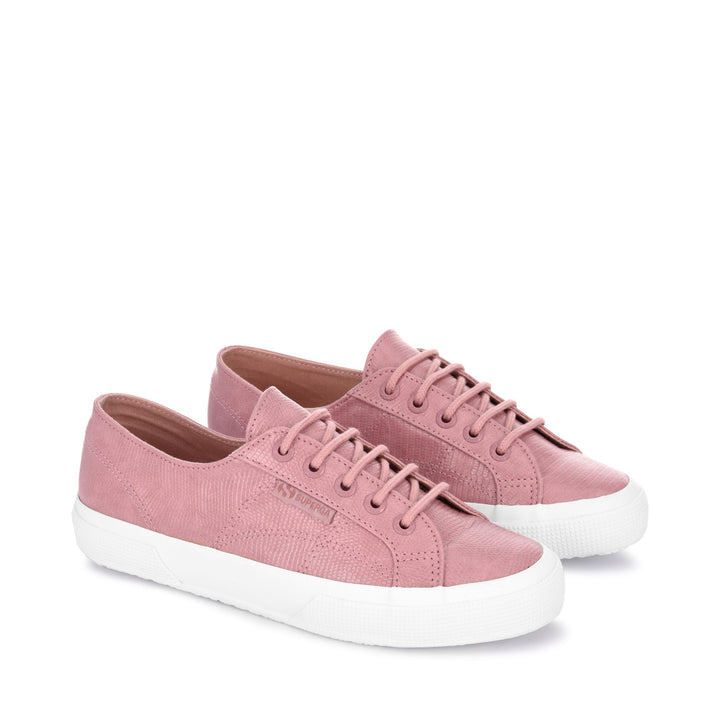 Le Superga Woman 2750 SYNTHETIC LIZARD Low Cut PINK SMOKE-WHITE Dressed Front (jpg Rgb)	