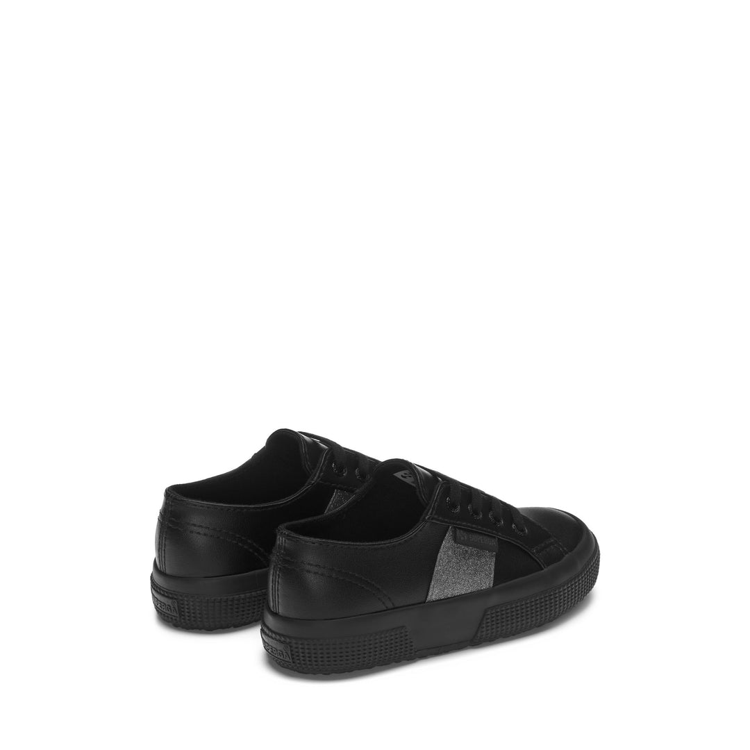 Le Superga Girl 2750 KIDS SYNTHETIC MATERIAL GLITTER Sneaker TOTAL BLACK Dressed Side (jpg Rgb)		