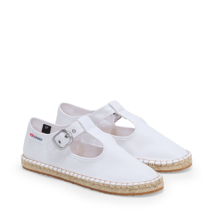 Weiße Damen-Espadrilles mit Obermaterial aus Baumwolle 2