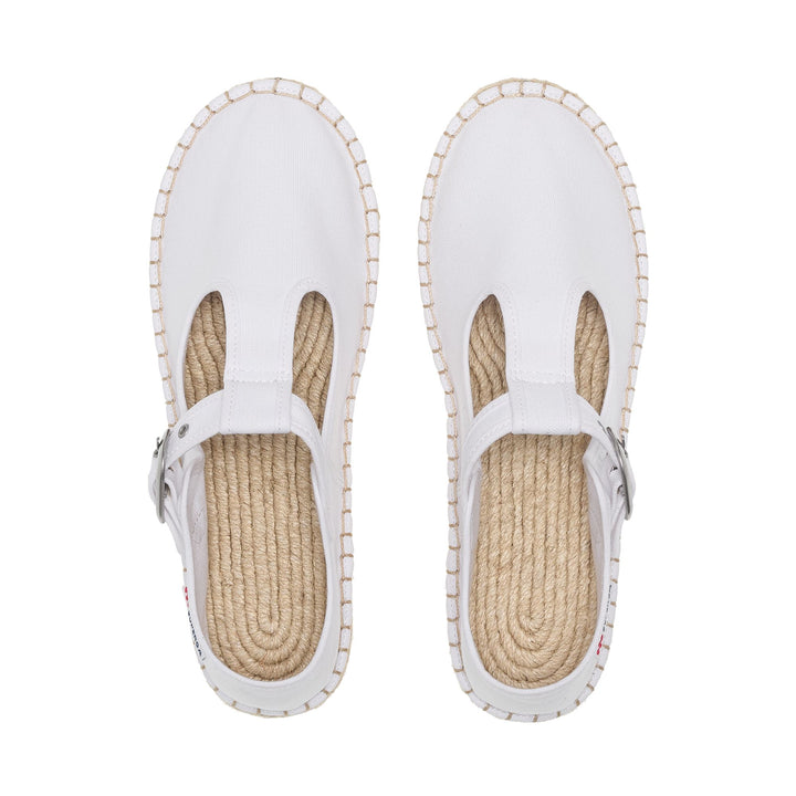 Weiße Damen-Espadrilles mit Obermaterial aus Baumwolle 4