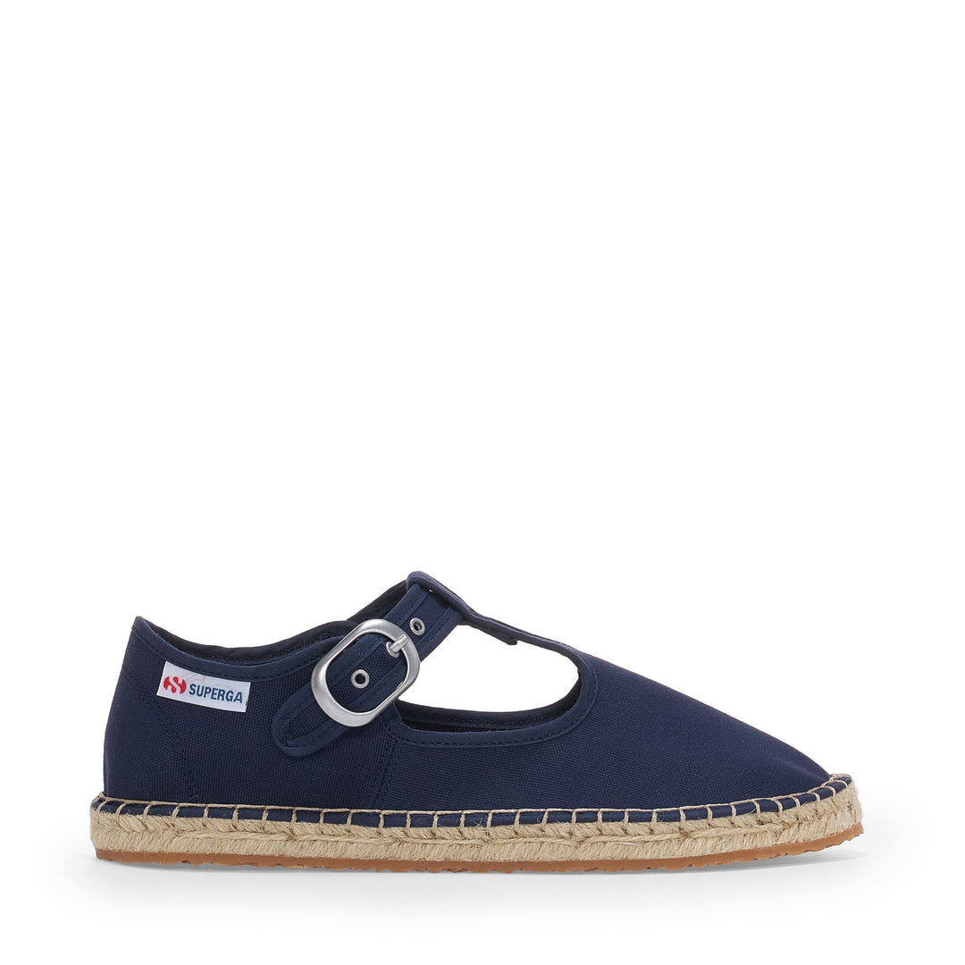 Espadrilles bleues à petit talon pour femme, tige en coton 01