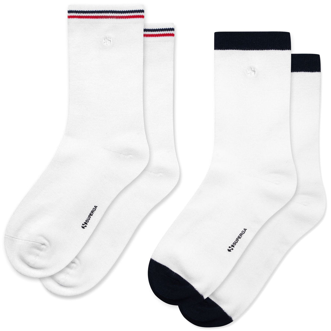 Kid's Crew Socks White with Contrast Motif and Embroidered Logo 01