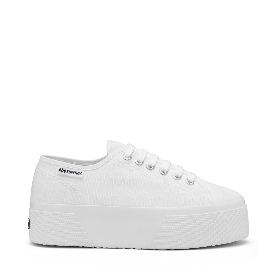 Woman's Platform White Sneakers with Cotton Upper 01