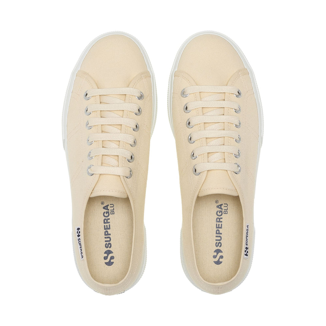 Woman's Platform Beige Sneakers with Cotton Upper main