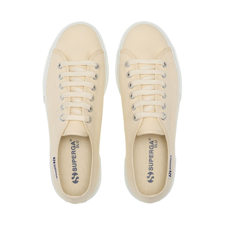 Woman's Platform Beige Sneakers with Cotton Upper 4