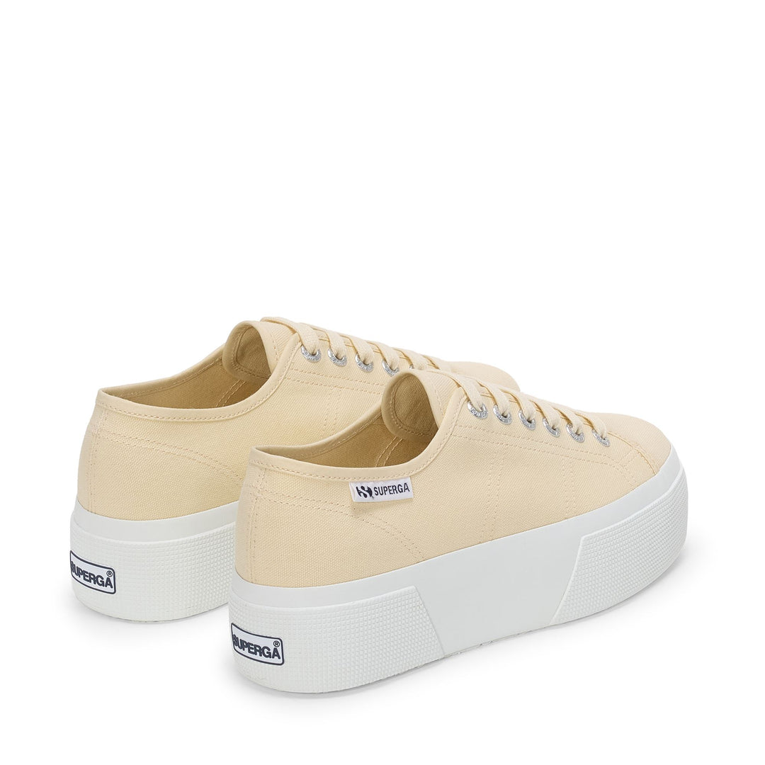 Woman's Platform Beige Sneakers with Cotton Upper main