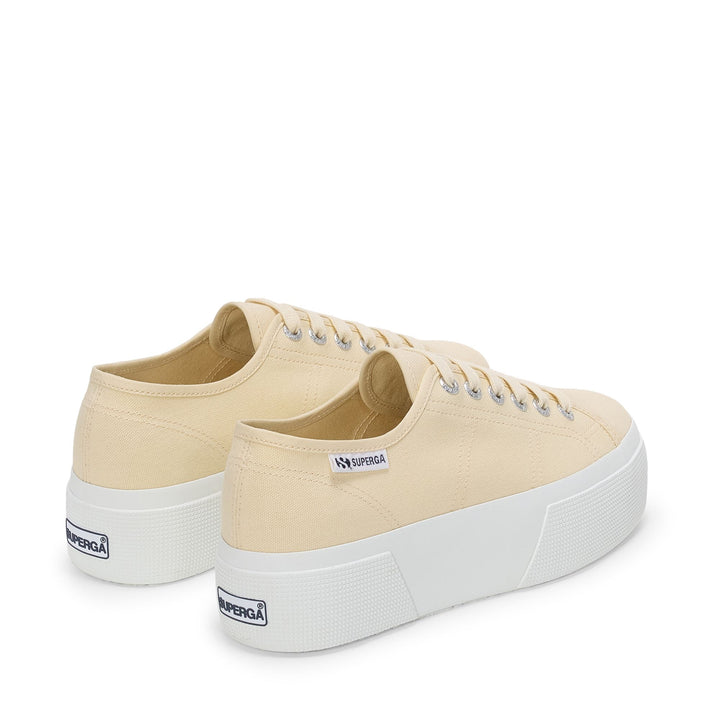 Woman's Platform Beige Sneakers with Cotton Upper 3