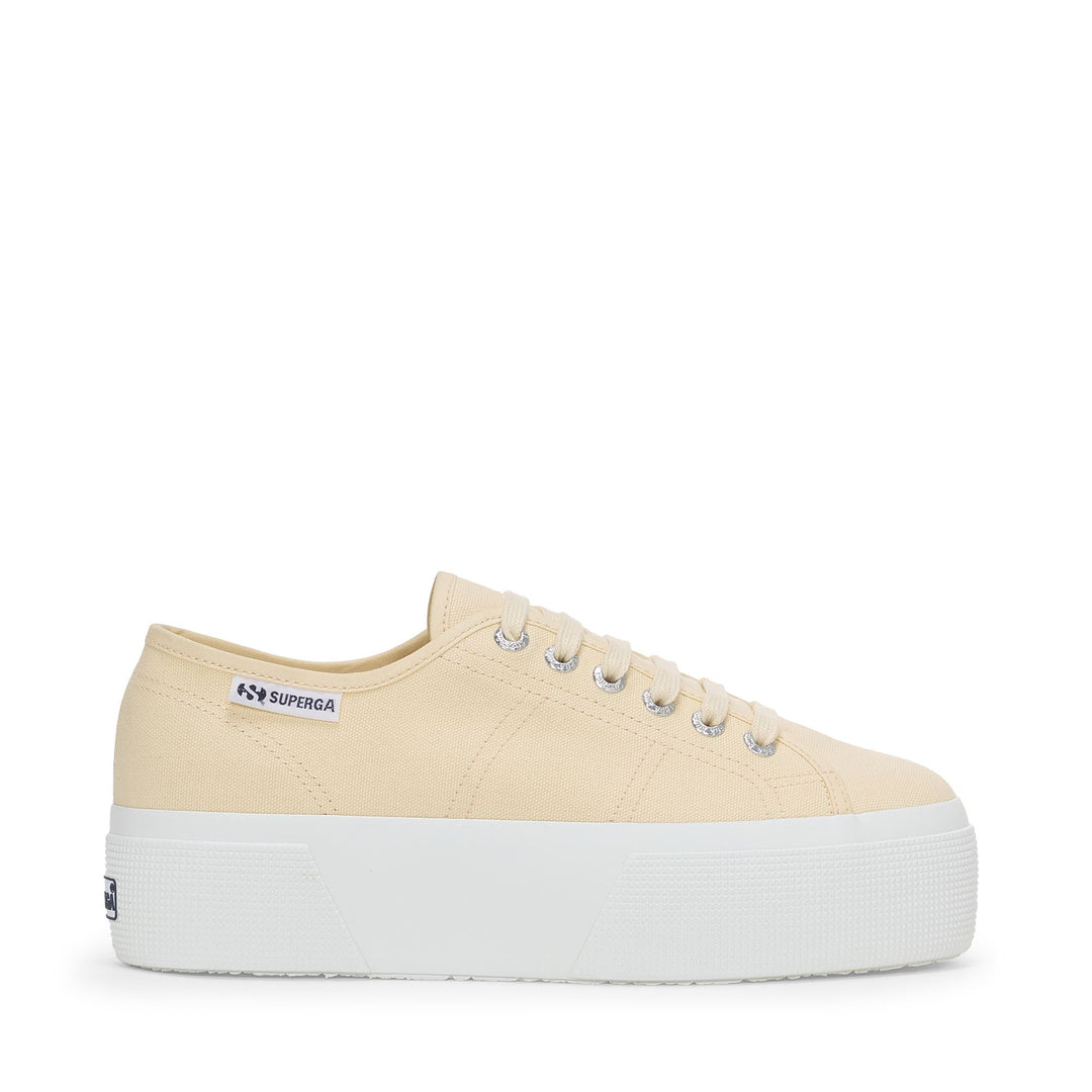 Zapatillas de plataforma beige para mujer con parte superior de algodón 01
