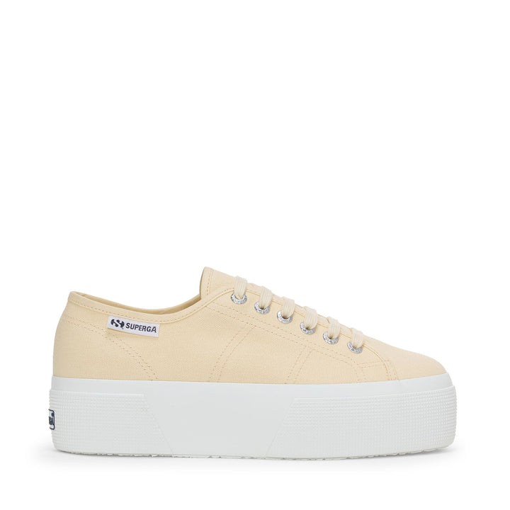 Woman's Platform Beige Sneakers with Cotton Upper 1