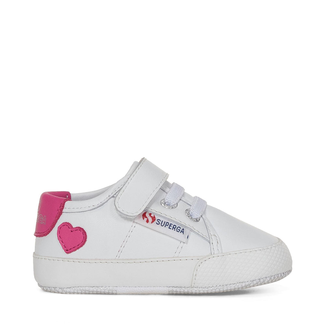 Sneakers Girl 4006 BABY HEART SYNTHETIC MATERIAL Low Cut WHITE-NEON PINK Photo (jpg Rgb)			