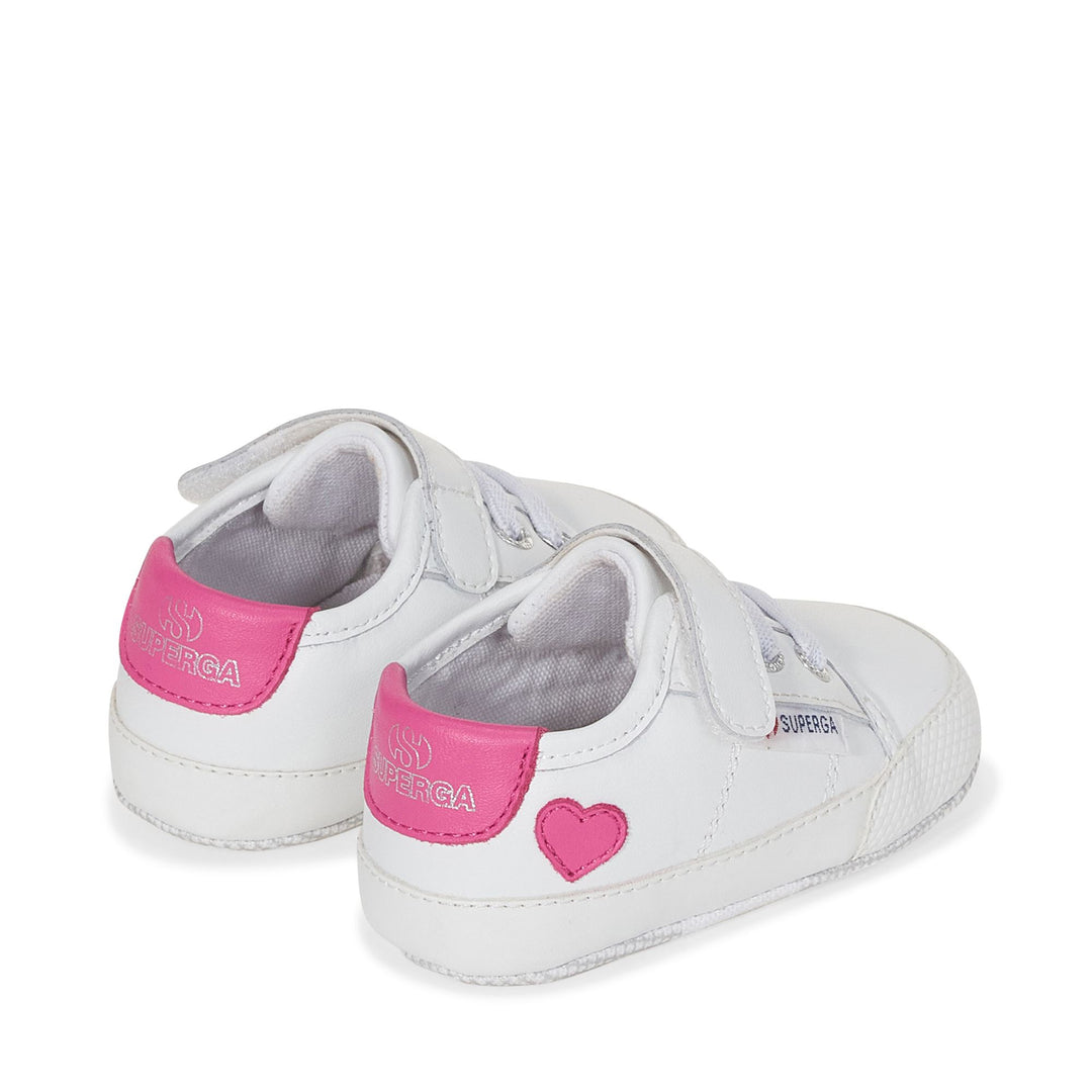 Sneakers Girl 4006 BABY HEART SYNTHETIC MATERIAL Low Cut WHITE-NEON PINK Dressed Side (jpg Rgb)		