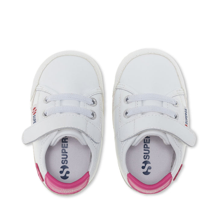 Sneakers Girl 4006 BABY HEART SYNTHETIC MATERIAL Low Cut WHITE-NEON PINK Dressed Back (jpg Rgb)		