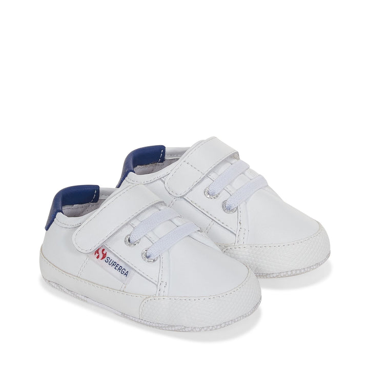 Sneakers Boy 4006 BABY SYNTHETIC MATERIAL Low Cut WHITE-BLUE ROYAL Dressed Front (jpg Rgb)	