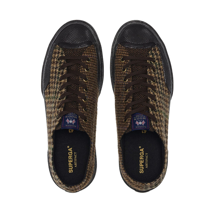 Sneakers basse unisex marroni con tomaia in lana 4