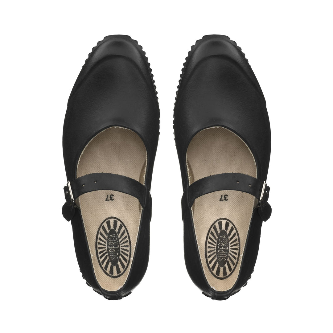 Woman's Black Rubber Ballerina with Cotton Lining main