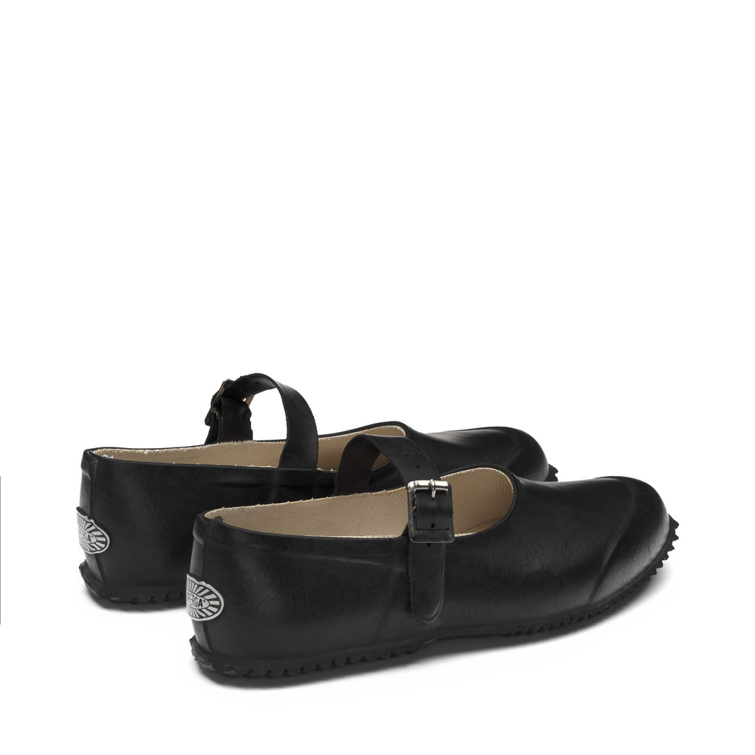 Woman's Black Rubber Ballerina with Cotton Lining main