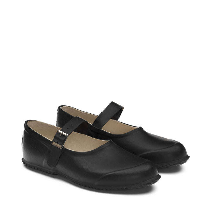 Woman's Black Rubber Ballerina with Cotton Lining 2