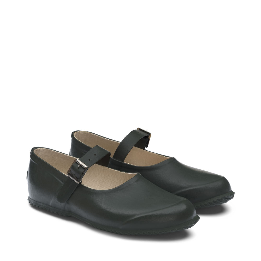 Woman's Green Rubber Ballerina with Cotton Lining 02
