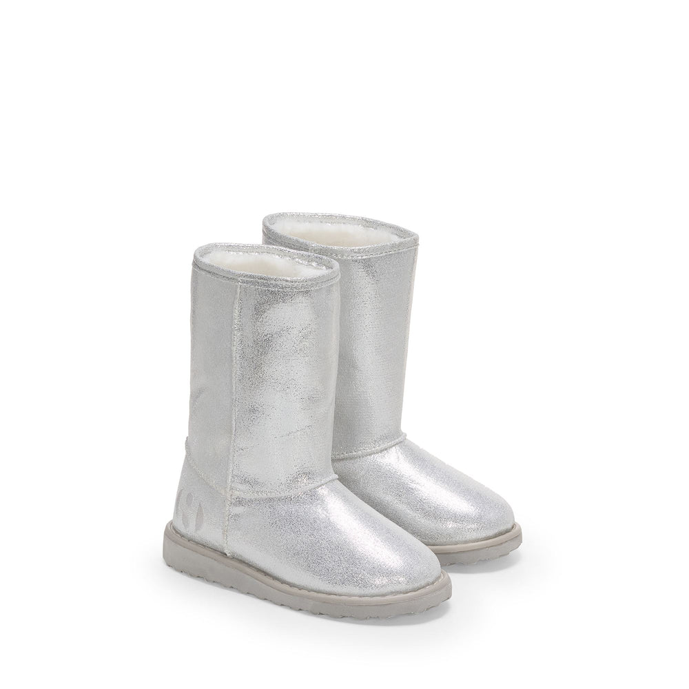 Girl's Silver Boots with Lamé Microfiber Upper 02