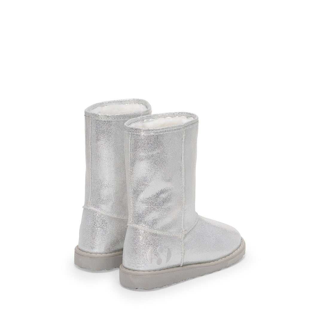 Girl's Silver Boots with Lamé Microfiber Upper main