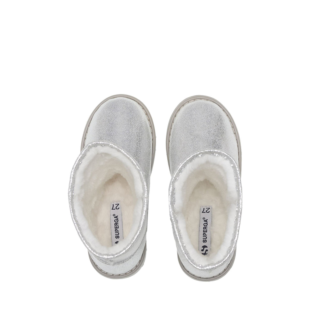 Girl's Silver Boots with Lamé Microfiber Upper main