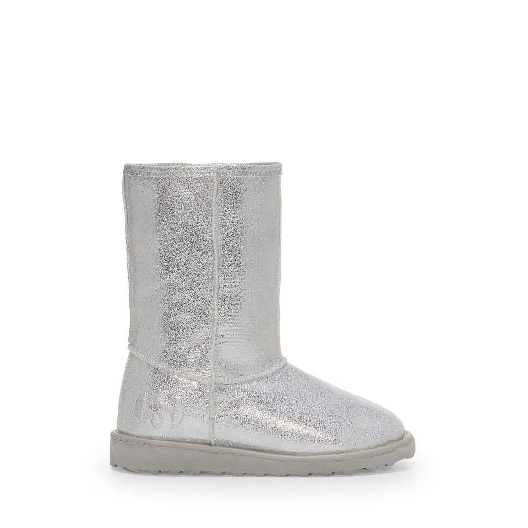 Girl's Silver Boots with Lamé Microfiber Upper 01