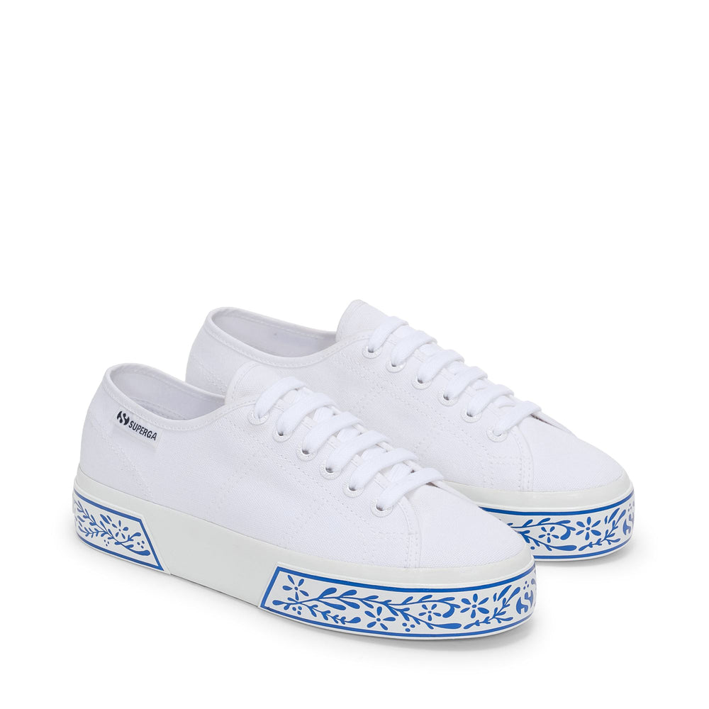 Woman's Platform White Sneakers with Cotton Upper 02