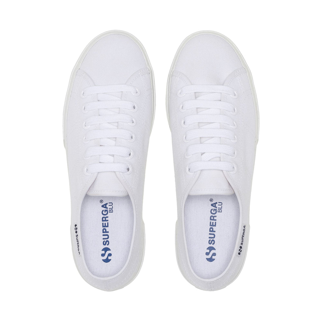 Woman's Platform White Sneakers with Cotton Upper main