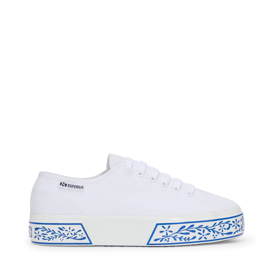 Woman's Platform White Sneakers with Cotton Upper 01