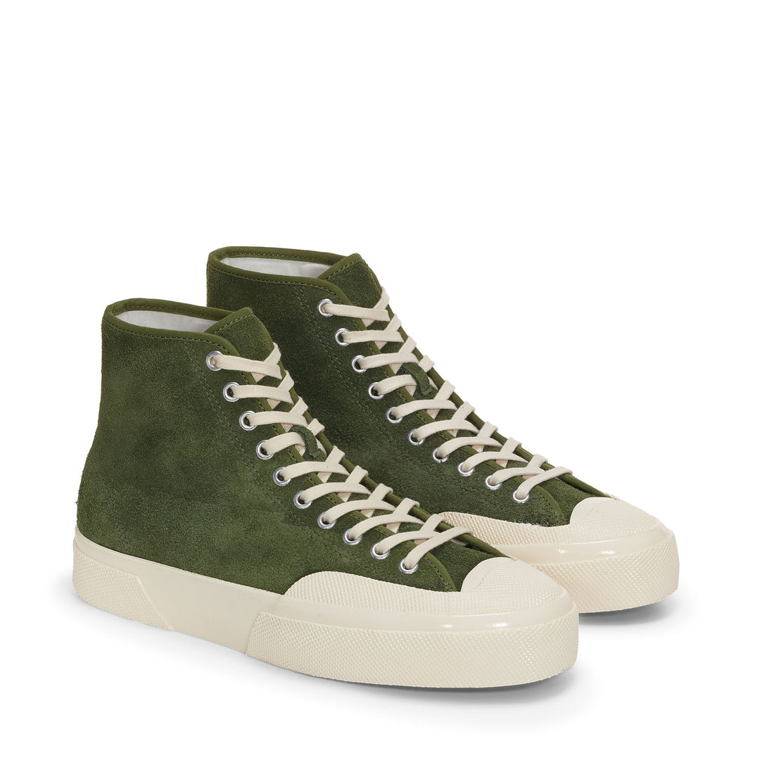 2433 WORKS HAIRY SUEDE - Le Superga - Mid Cut - Unisex - MILITARY GREEN-OFF WHITE main