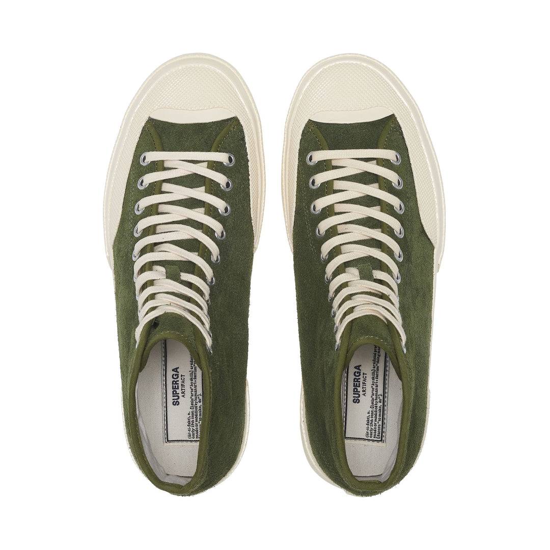 2433 WORKS HAIRY SUEDE - Le Superga - Mid Cut - Unisex - MILITARY GREEN-OFF WHITE main