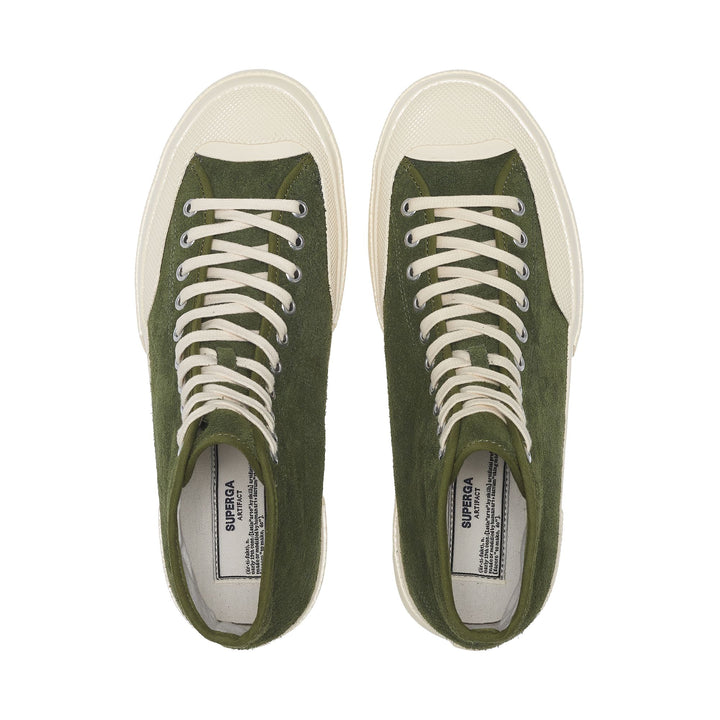 2433 WORKS HAIRY SUEDE - Le Superga - Mid Cut - Unisex - MILITARY GREEN-OFF WHITE 4